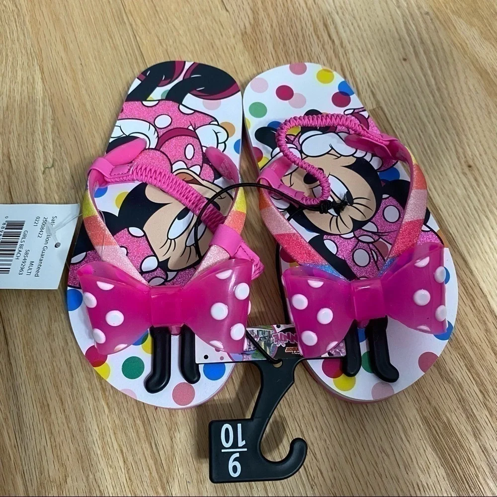 Disney Minnie Mouse Flip Flops Sandals NWT 9/10